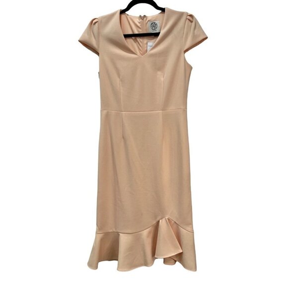 NWT Sage Size 6 Asymmetrical Short Sleeve Bodycon Ruffled Dress MSRP $90 - Picture 2 of 12